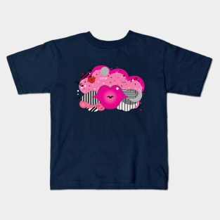 Rose Big Lips Abstract Design Kids T-Shirt